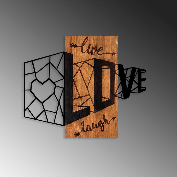 Wallity Live Love Laugh - 380 Escultura de Pared en Nogal y Negro Wallity Live Love Laugh - 380 Escultura de Pared en Nogal y Negro